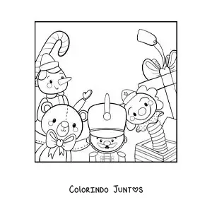 Desenho para colorir de Pinóquio e brinquedos de Natal