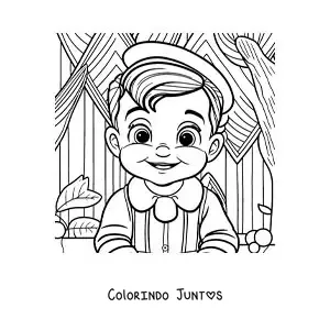 Desenho para colorir de Pinóquio transformado em um menino de verdade