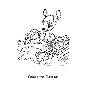 Desenho para colorir de Bambi e Tambor animados