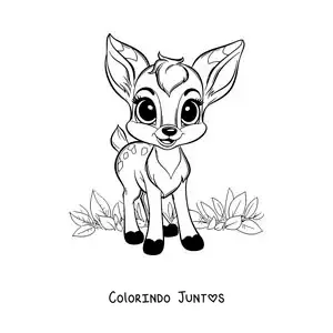 Desenho para colorir de Bambi kawaii animado
