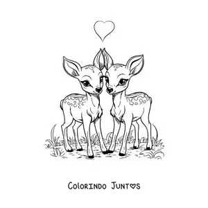 Desenho para colorir de Bambi e Falina apaixonados