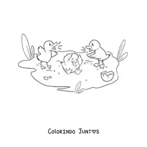 Desenho para colorir do Patinho Feio rejeitado pelos irmãos