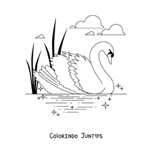 Desenho para colorir do Patinho Feio transformado em cisne