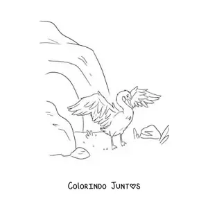 Desenho para colorir do Patinho Feio se transformando em cisne