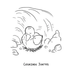 Desenho para colorir do Patinho Feio dormindo sozinho