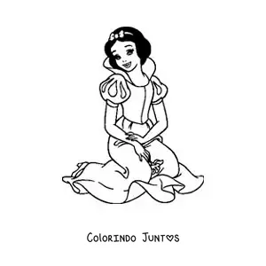Desenho para colorir de Branca de Neve sentada