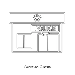 Desenho para colorir de uma delegacia de polícia