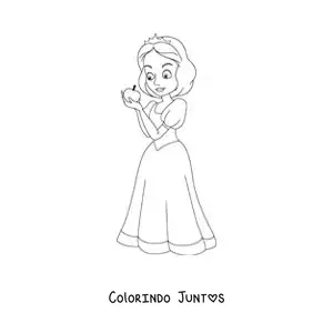 Desenho para colorir de Branca de Neve mordendo a maçã