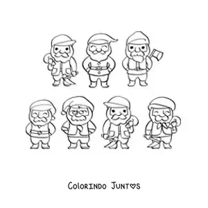 Desenho para colorir de Branca de Neve e os 7 anões