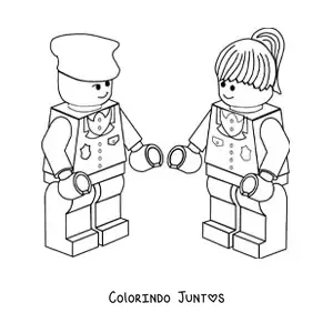 Desenho para colorir de um par de policiais de Lego