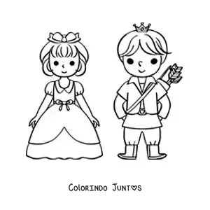Desenho para colorir de Branca de Neve e o príncipe animados