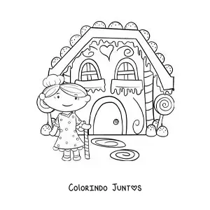 Desenho para colorir da bruxa de João e Maria na sua casa