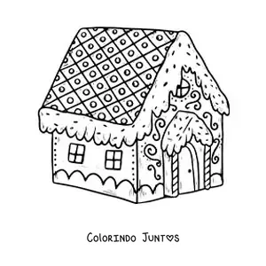 Desenho para colorir da casa de doces do conto de João e Maria