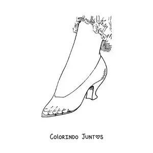 Desenho para colorir do pé da Cinderela no sapatinho de cristal