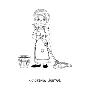 Desenho para colorir de Cinderela limpando