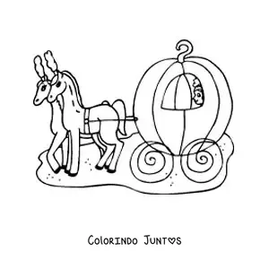Desenho para colorir da carruagem da Cinderela com os seus cavalos