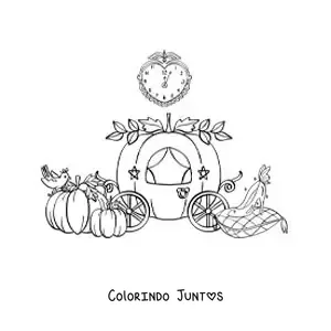 Desenho para colorir da carruagem de abóbora da Cinderela