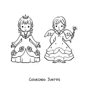 Desenho para colorir de Cinderela e a sua fada madrinha