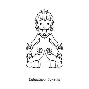 Desenho para colorir de Cinderela kawaii animada