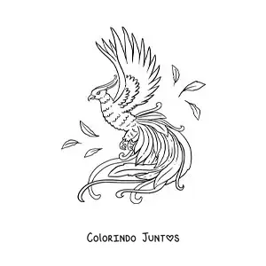 Desenho para colorir de ave fênix voando