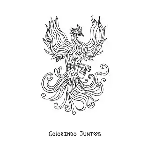 Desenho para colorir de fênix renascendo