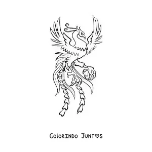 Desenho para colorir de fênix de fogo animada