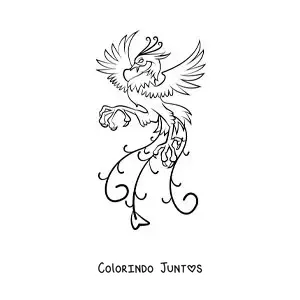 Desenho para colorir de fênix de fogo fácil