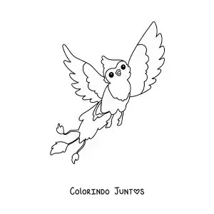 Desenho para colorir de ave fênix kawaii animada
