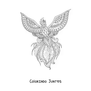 Desenho para colorir de fênix mandala