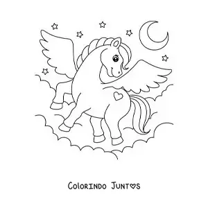 Desenho para colorir de Pégaso mágico voando
