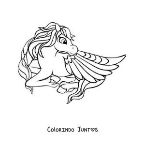 Desenho para colorir de Pégaso alado deitado