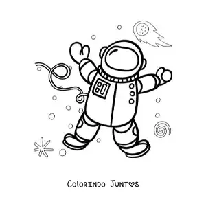 Desenho para colorir de um astronauta flutuando no espaço