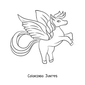 Desenho para colorir de Pégaso da mitologia grega animado kawaii