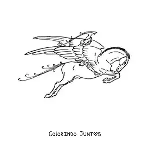 Desenho para colorir de Belerofonte voando sobre Pégaso