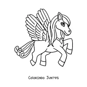 Desenho para colorir de lindo Pégaso animado