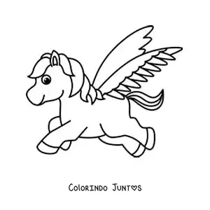 Desenho para colorir de Pégaso fácil voando