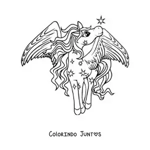 Desenho para colorir de lindo Pégaso mágico animado