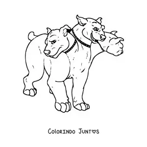 Desenho para colorir de Cérbero de três cabeças animado