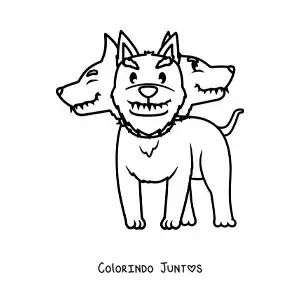 Desenho para colorir de Cérbero animado kawaii