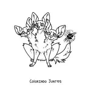 Desenho para colorir de chihuahua de três cabeças animado