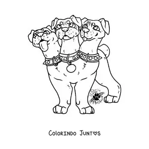 Desenho para colorir de Cérbero da mitologia grega kawaii