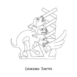 Desenho para colorir de Cérbero filhote animado fofo