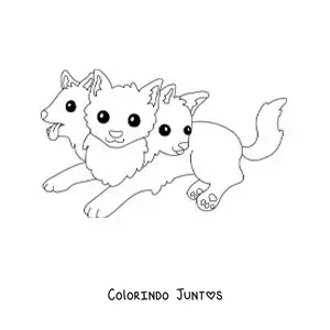 Desenho para colorir de cão Cérbero kawaii