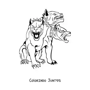 Desenho para colorir de Cérbero o cão do inferno sentado