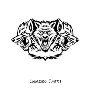 Desenho para colorir das 3 cabeças de Cérbero