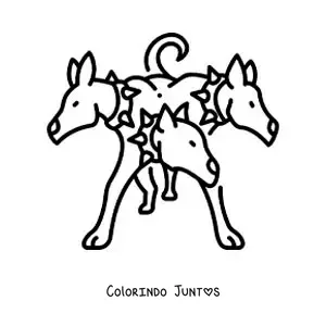 Desenho para colorir de Cérbero o cão de 3 cabeças fácil