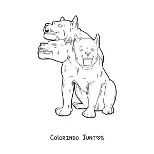Desenho para colorir de Cérbero com três cabeças