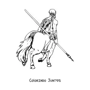 Desenho para colorir de centauro realista de costas