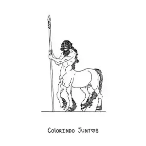 Desenho para colorir de um centauro guerreiro realista