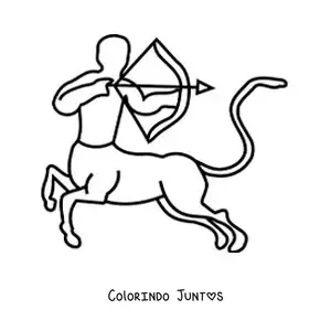 Desenho para colorir de silhueta de um centauro com arco e flecha